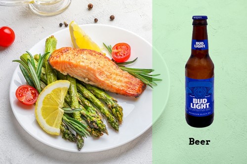 Beer with Smoked Salmon Fish