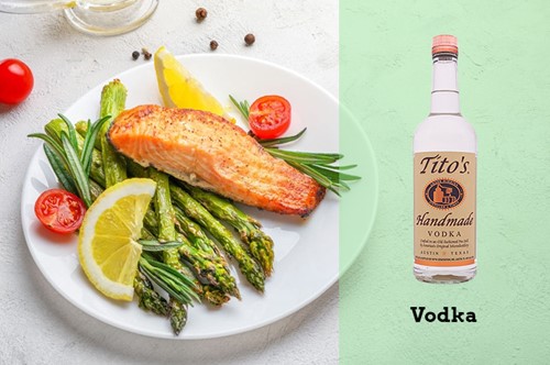 Vodka with Smoked Salmon Fish