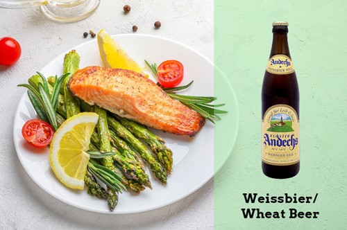 Weissbier/Wheat Beer with Smoked Salmon Fish
